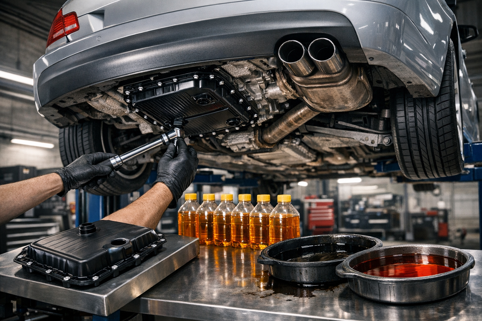 Automatic transmission oil change ZF 6HP19
