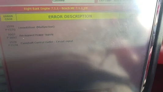 Maserati GranTurismo 4.2 V8 ECU Fault Codes: P1570, P1602 and P1528
