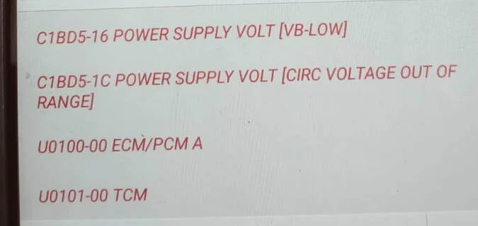 Nissan Qashqai Transmission Control Module DTCs Fix (C1BD5-16, C1BD5-1C, U0100-00, U0101-00)